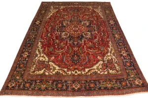 Semi Antique Red Floral 11X15 Goravan Heriz Persian Rug