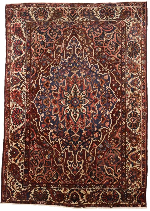 Semi Antique Brown Floral 10'7X15 Bakhtiari Persian Rug