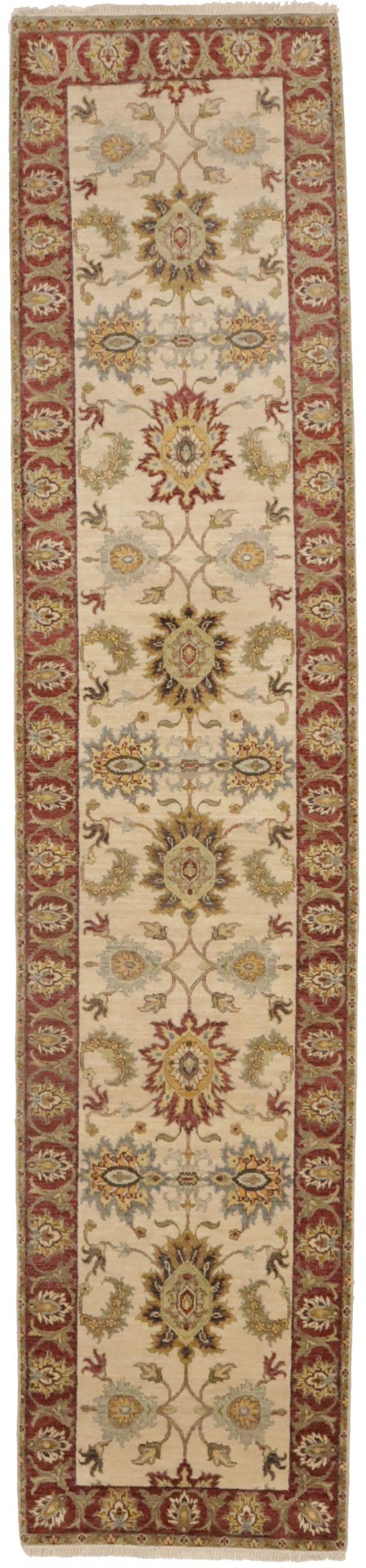 Cream Floral 3X12 Peshawar Pakistan Oriental Runner Rug