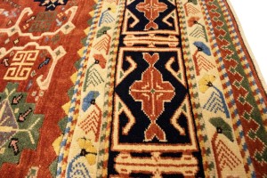 Rusty Red Geometric 6X7 Kazak Pakistan Rug