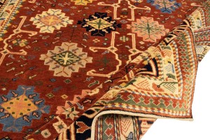 Rusty Red Geometric 6X7 Kazak Pakistan Rug