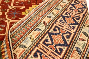 Rusty Red Geometric 6X7 Kazak Pakistan Rug