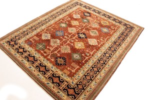 Rusty Red Geometric 6X7 Kazak Pakistan Rug
