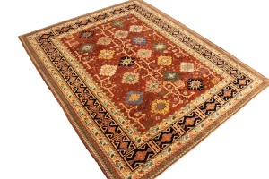 Rusty Red Geometric 6X7 Kazak Pakistan Rug