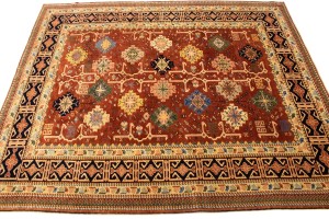 Rusty Red Geometric 6X7 Kazak Pakistan Rug