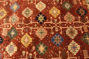 Rusty Red Geometric 6X7 Kazak Pakistan Rug