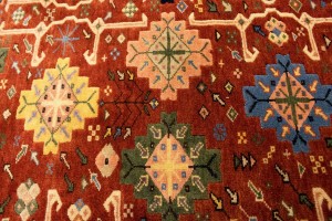 Rusty Red Geometric 6X7 Kazak Pakistan Rug