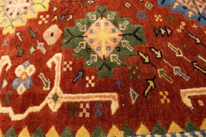 Rusty Red Geometric 6X7 Kazak Pakistan Rug