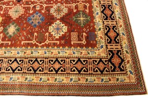 Rusty Red Geometric 6X7 Kazak Pakistan Rug