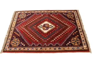 Red Tribal 3'4X4'8 Shiraz Persian Rug