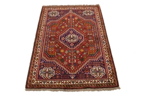 Red Tribal 3'5X5 Shiraz Persian Rug