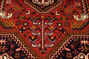 Orange-red Tribal 3'5X5 Shiraz Persian Rug