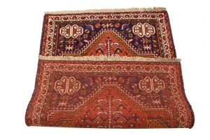 Orange-red Tribal 3'5X5 Shiraz Persian Rug