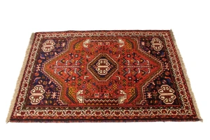 Orange-red Tribal 3'5X5 Shiraz Persian Rug