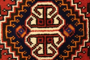 Orange-red Tribal 3'5X5 Shiraz Persian Rug