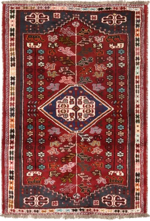 Red Tribal 3'5X5 Shiraz Persian Rug