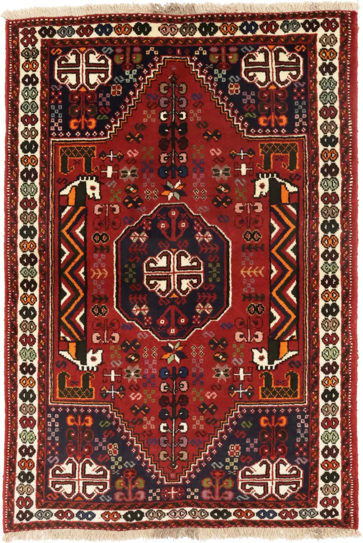 Red Tribal 3'4 X 5'0 Ft Shiraz Persian Area Rug
