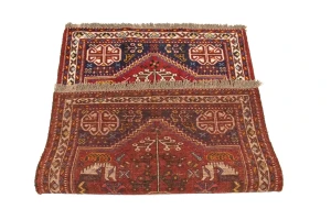 Red Tribal 3'5X5 Shiraz Persian Rug