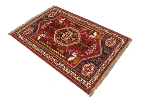 Red Tribal 3'5X5 Shiraz Persian Rug