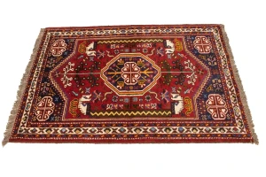 Red Tribal 3'5X5 Shiraz Persian Rug