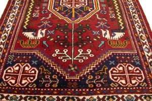 Red Tribal 3'5X5 Shiraz Persian Rug