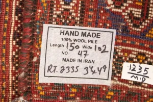 Red Tribal 3'4X4'9 Shiraz Persian Rug