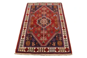 Red Tribal 3'5X5 Shiraz Persian Rug