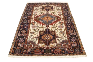 Cream 5X7 Geometric Tribal Vintage Oriental Persian Rug