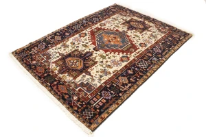 Cream 5X7 Geometric Tribal Vintage Oriental Persian Rug