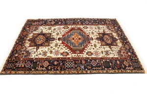 Cream 5X7 Geometric Tribal Vintage Oriental Persian Rug