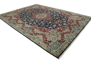 Vintage Dark Navy Traditional 10X13 Isfahan Persian Rug