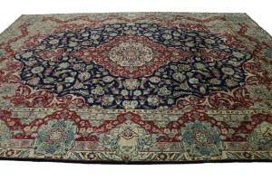 Vintage Dark Navy Traditional 10X13 Isfahan Persian Rug