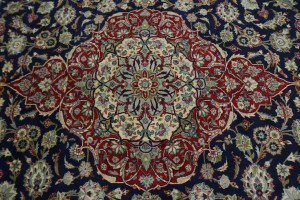 Vintage Dark Navy Traditional 10X13 Isfahan Persian Rug