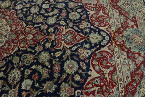 Vintage Dark Navy Traditional 10X13 Isfahan Persian Rug