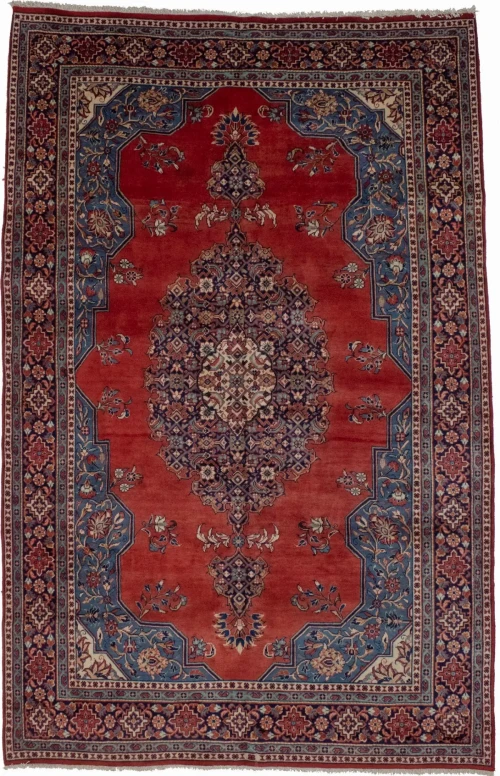 Vintage Orange-red Floral 7X11 Mahal Persian Rug