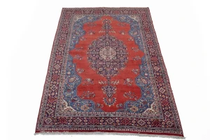 Vintage Orange-red Floral 7X11 Mahal Persian Rug
