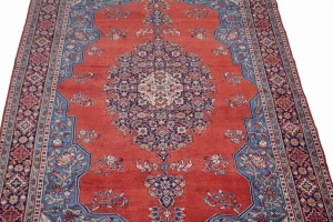 Vintage Orange-red Floral 7X11 Mahal Persian Rug