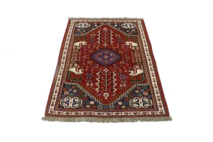 Red Tribal 4X5 Shiraz Persian Wool Rug