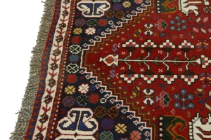 Red Tribal 4X5 Shiraz Persian Wool Rug