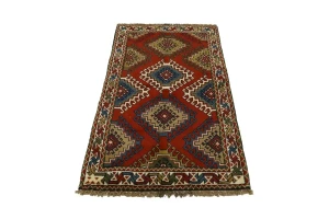 Dark Orange Tribal 3X6 Ghoochan Persian Wool Rug