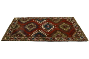 Dark Orange Tribal 3X6 Ghoochan Persian Wool Rug