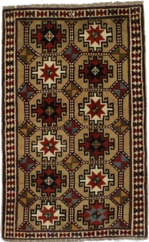 Khaki Tribal 4X6'5 Ghoochan Persian Rug