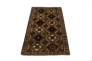 Khaki Tribal 4X6'5 Ghoochan Persian Rug