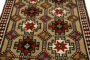 Khaki Tribal 4X6'5 Ghoochan Persian Rug