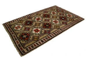 Khaki Tribal 4X6'5 Ghoochan Persian Rug