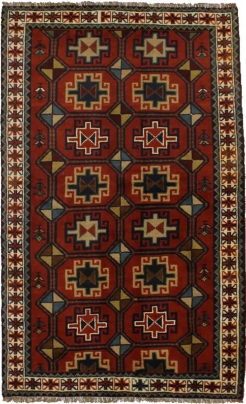 Orange-red Tribal 4X6 Ghoochan Persian Rug