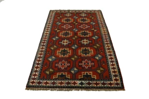 Orange-red Tribal 4X6 Ghoochan Persian Rug