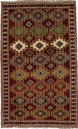 Red Tribal 4X6'5 Ghoochan Persian Rug