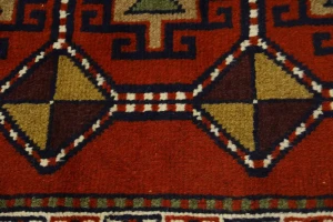 Orange-red Tribal 4X7 Ghoochan Persian Rug