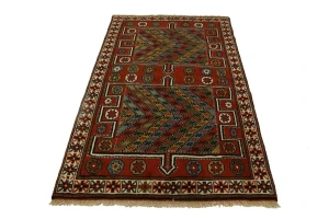 Orange-red Tribal 4X6 Ghoochan Persian Rug